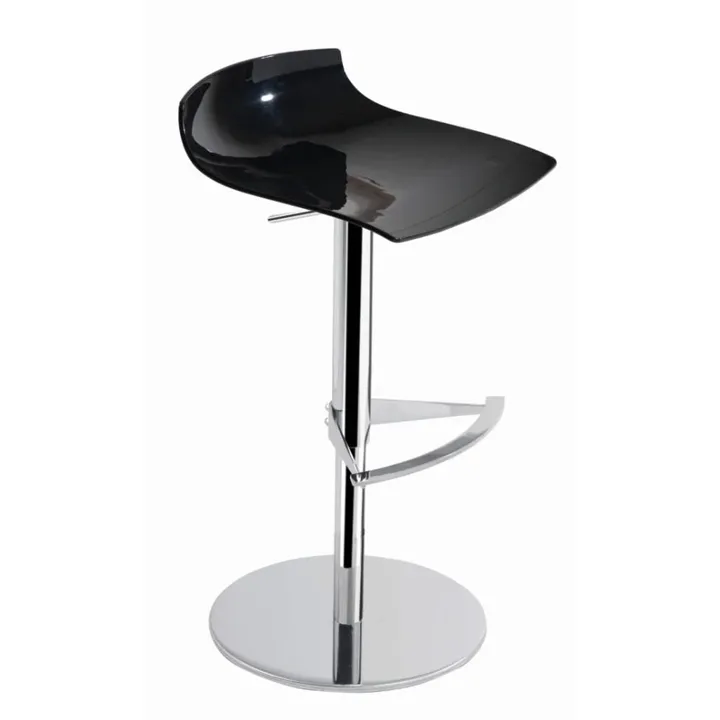 X-treme B Solid Black - Chrome-Plated Gas-Lift Metal-Leg Bar Chair PPT1554
