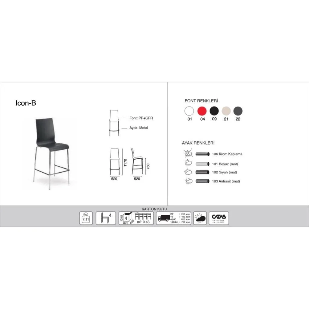 Icon-B Cream - Chrome-Plated Bar Chair PPT1540