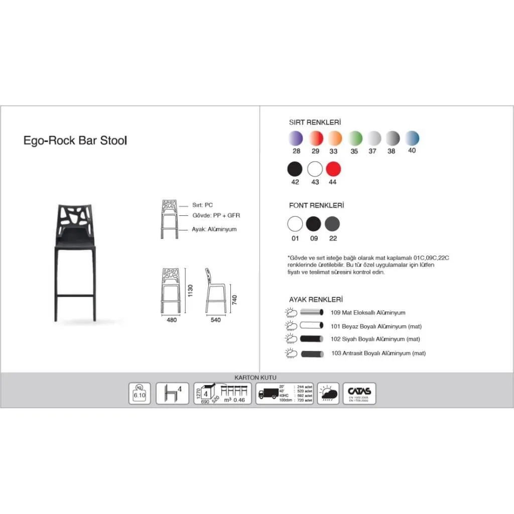 Ego-Rock Bar Transparent Red - Black Bar Chair PPT1501