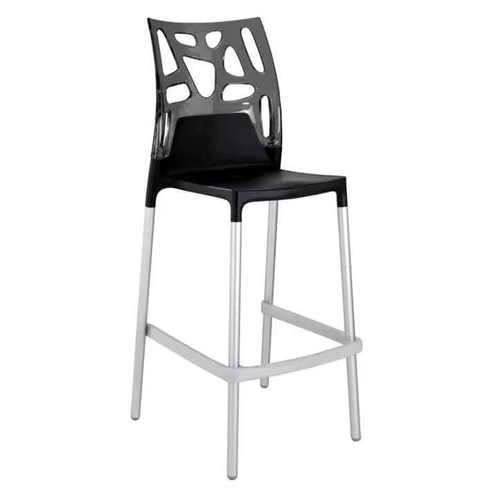 Sgabello da bar Ego-Rock Bar fumé trasparente - nero PPT1484