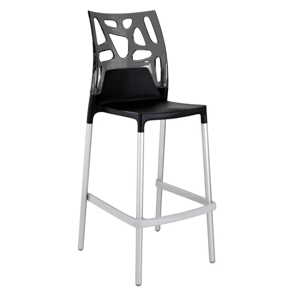 Sgabello da bar Ego-Rock Bar fumé trasparente - nero PPT1484