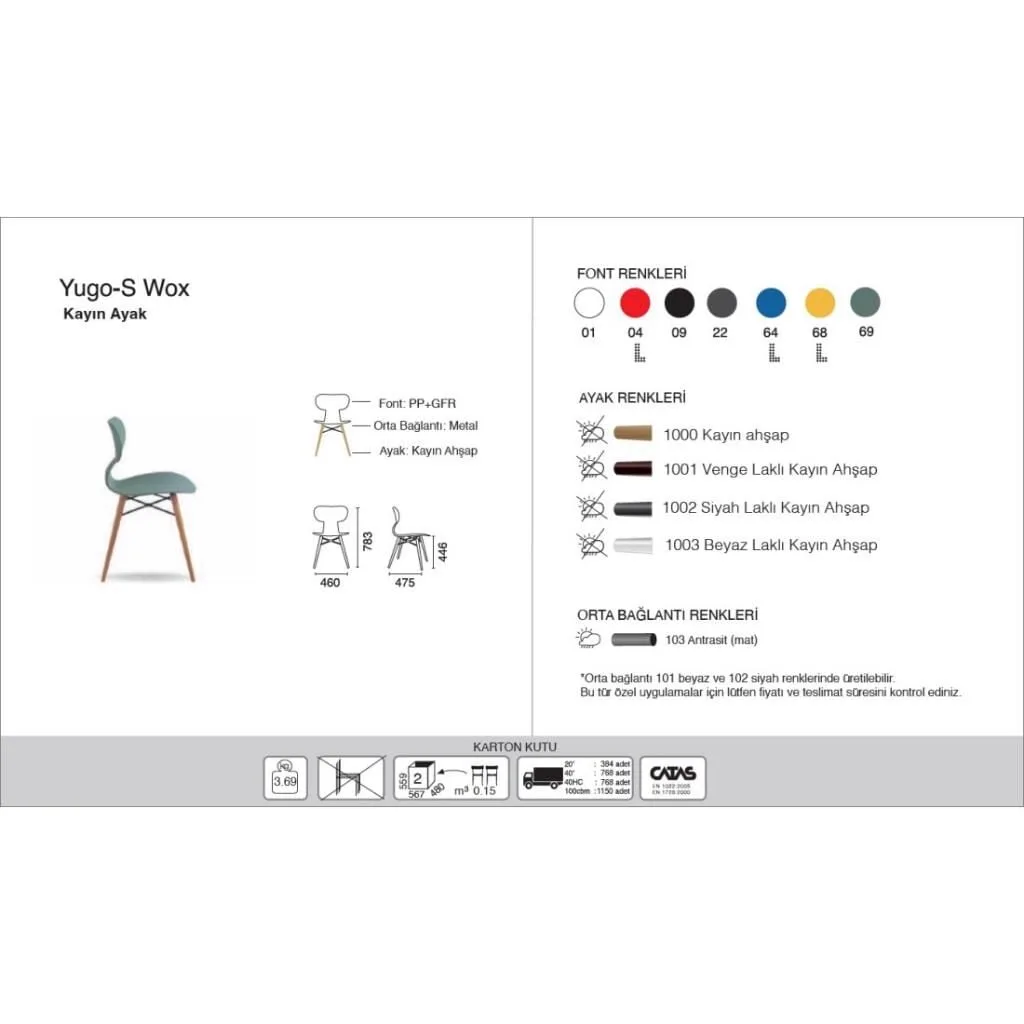 Yugo-S Wox (Beech) Canary Yellow - Beech Wood Kitchen Chair PPT1460