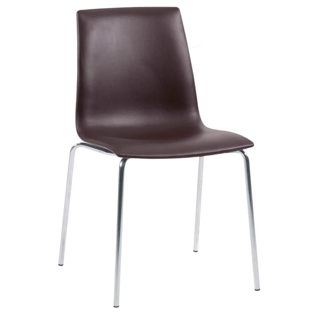 X-treme SD Brown Faux Leather - Chrome-Plated Kitchen Chair PPT1449