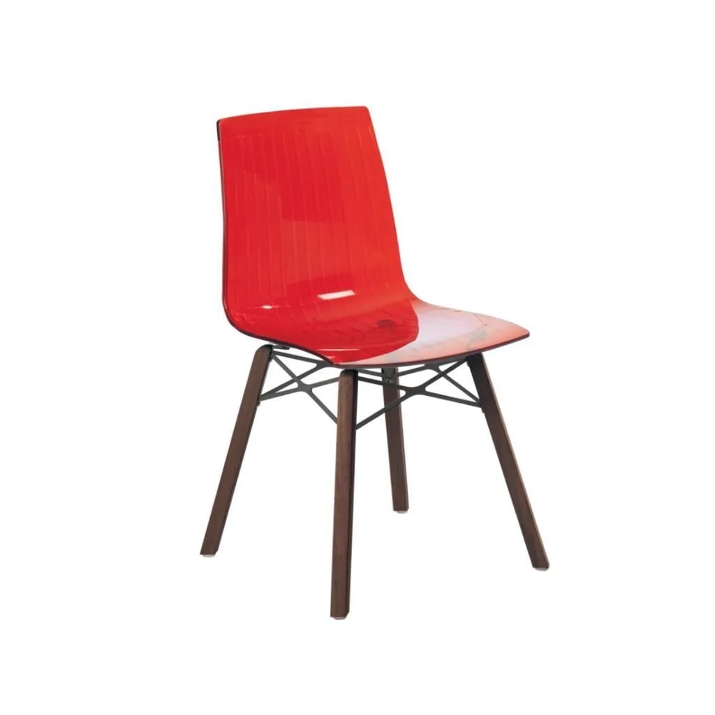X-treme S Wox (Iroko) Red Transparent - Iroko Wood Kitchen Chair PPT1433