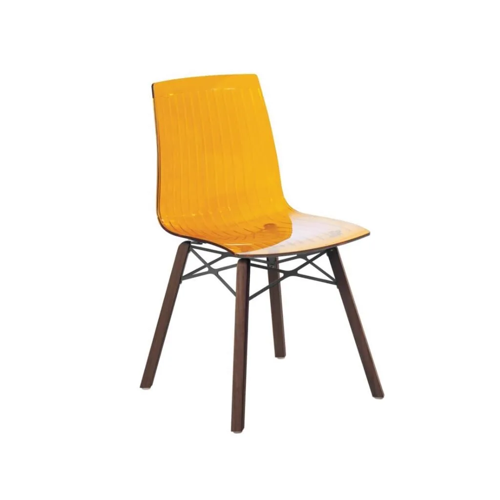 X-treme S Wox (Iroko) Transparent Orange - Iroko Wood Kitchen Chair PPT1431