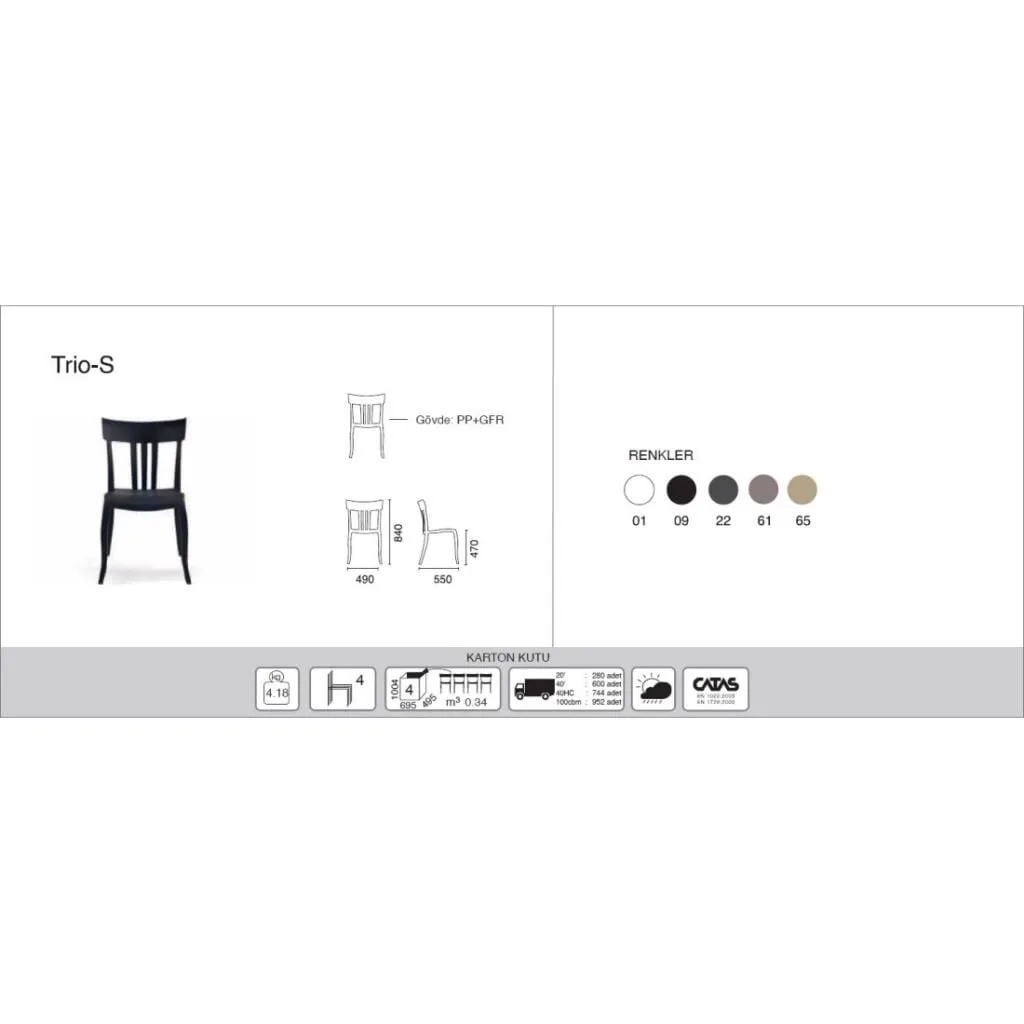 Trio-S Black Kitchen Chair PPT1379