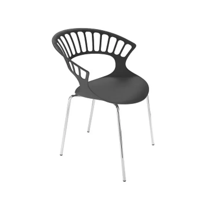 Tiara Anthracite - Chrome-Plated Kitchen Chair with Arms PPT1364