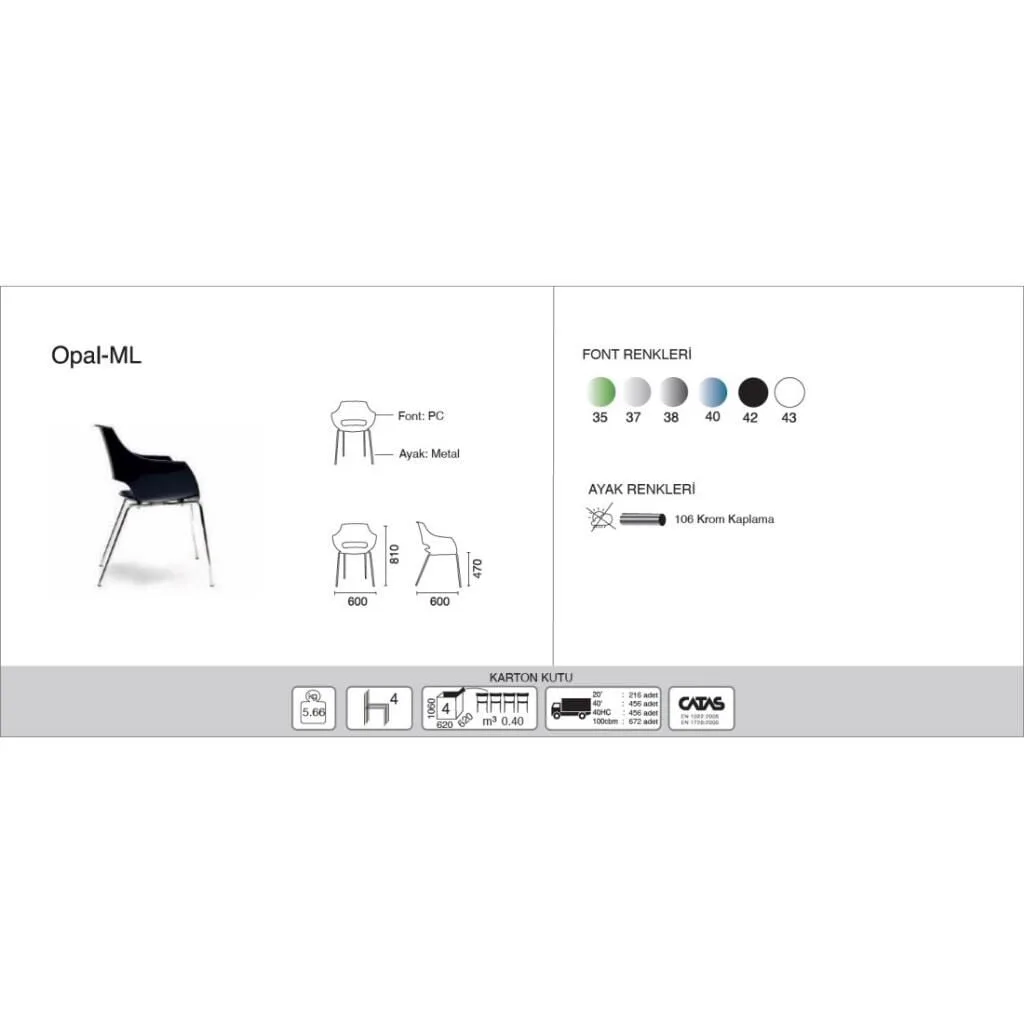 Opal-ML Solid White - Chrome-Plated Kitchen Chair PPT1348