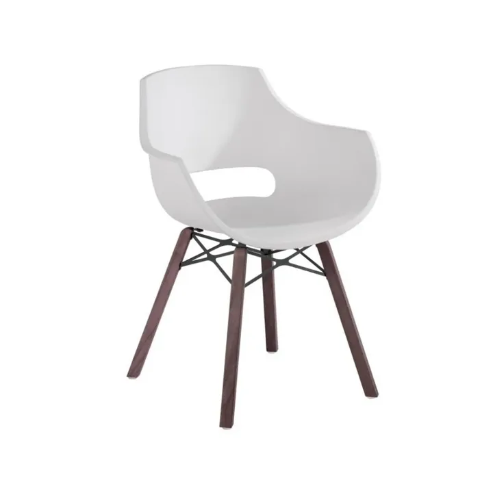 Opal Wox Pro (iroko-oak) White Wooden-Leg Chair PPT1324