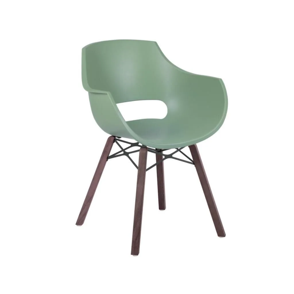 Opal Wox Pro (iroko-oak) Pastel Green Wooden-Leg Chair PPT1326