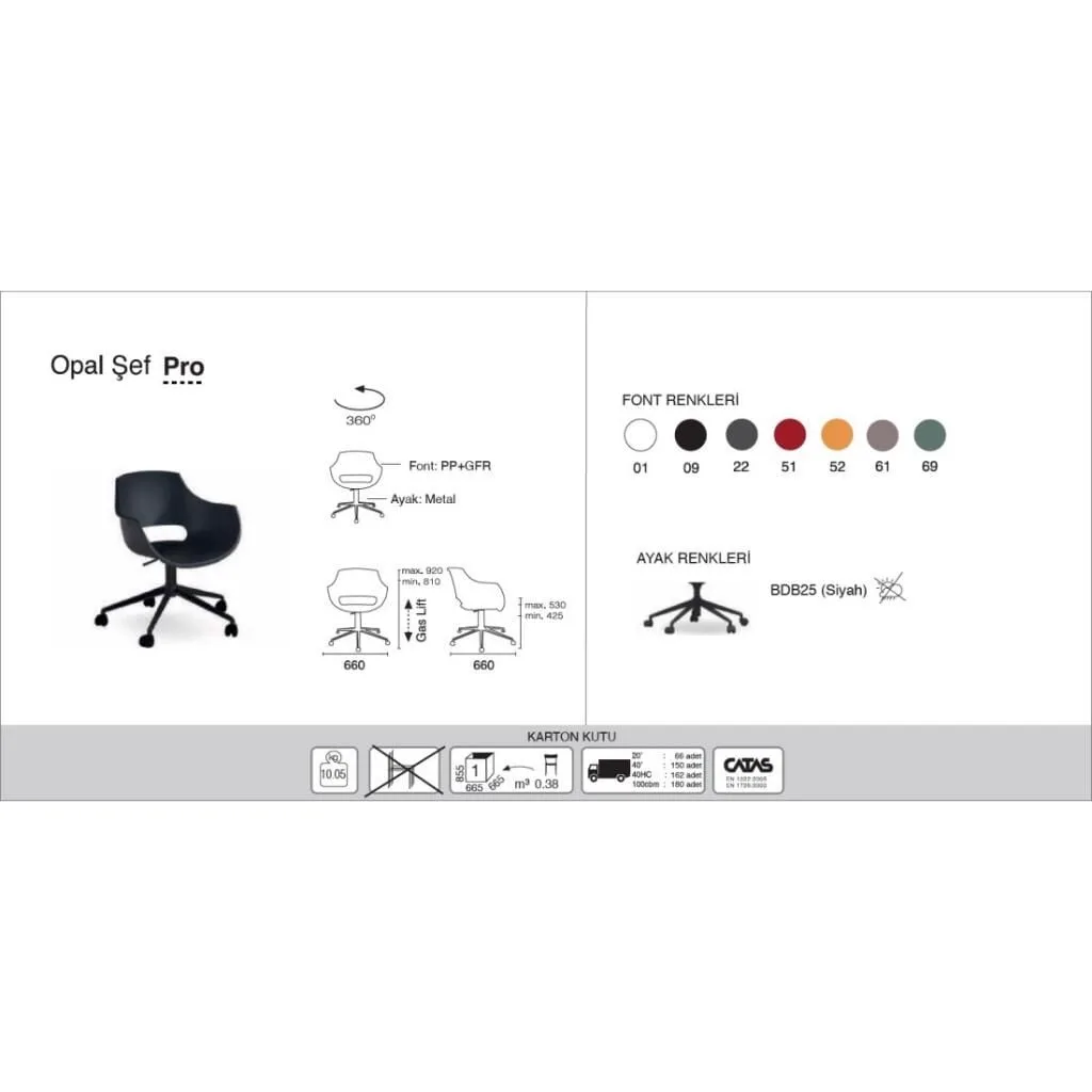 Opal Sef Pro Anthracite - Black Wheeled Chair PPT1305