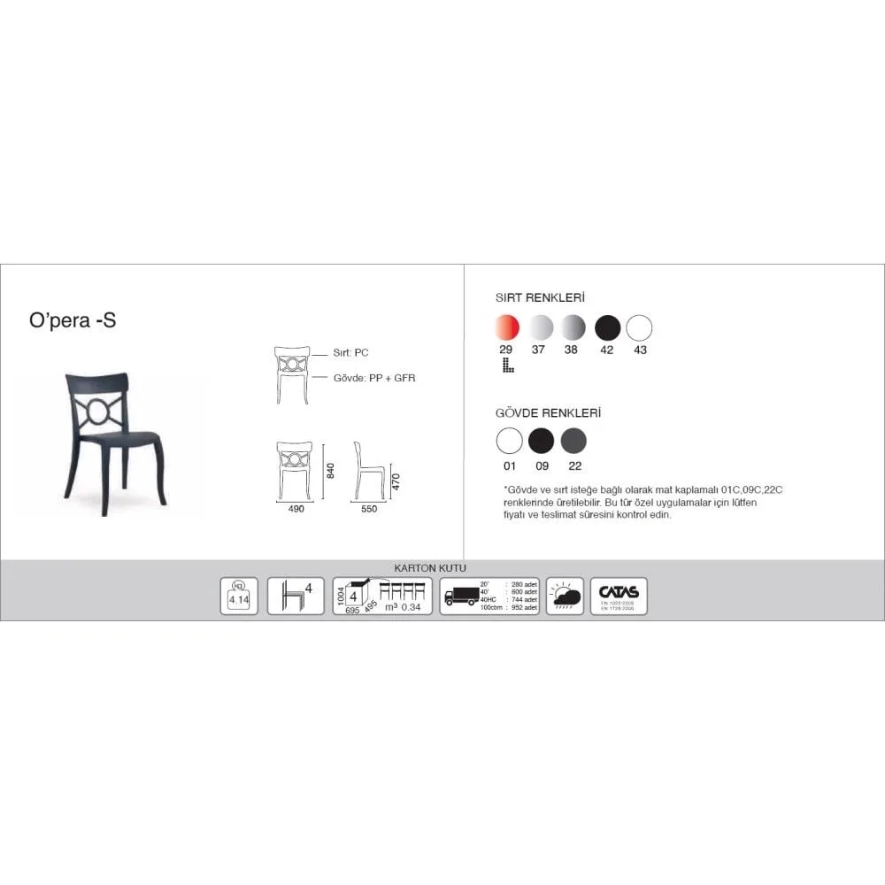 Opera-S Solid Black - Anthracite Kitchen Chair PPT1302