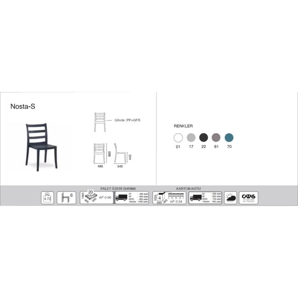 Sedia da cucina Nosta-S bianca PPT1275