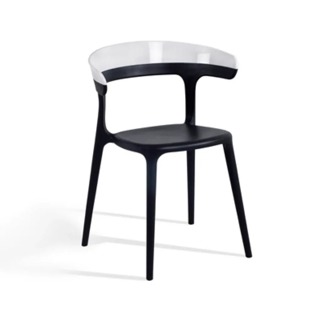 Luna Solid White - Black Kitchen Chair PPT1255