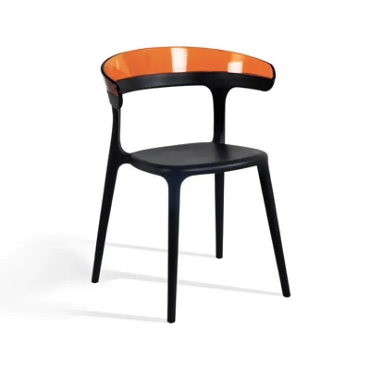 Luna Orange Transparent - Black Kitchen Chair PPT1246