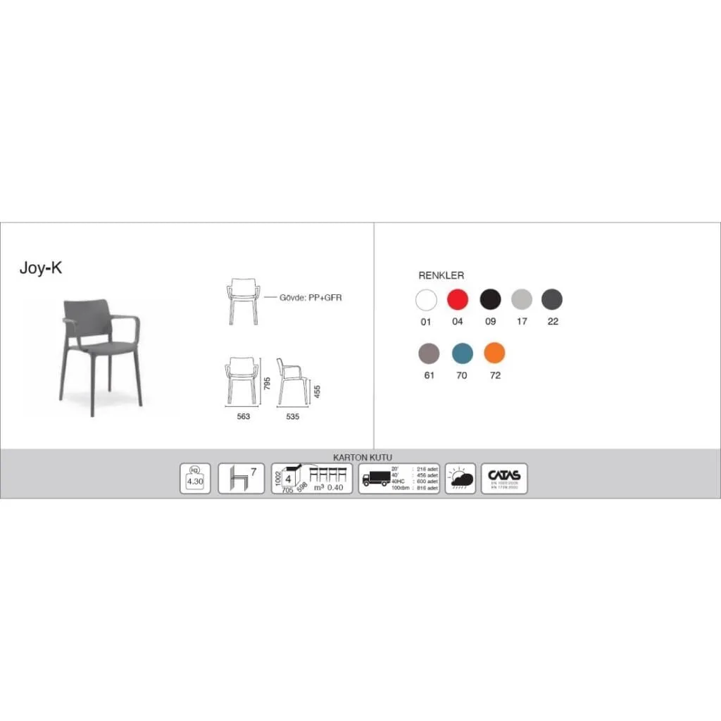 Joy-K Red Kitchen Chair with Arms PPT1222