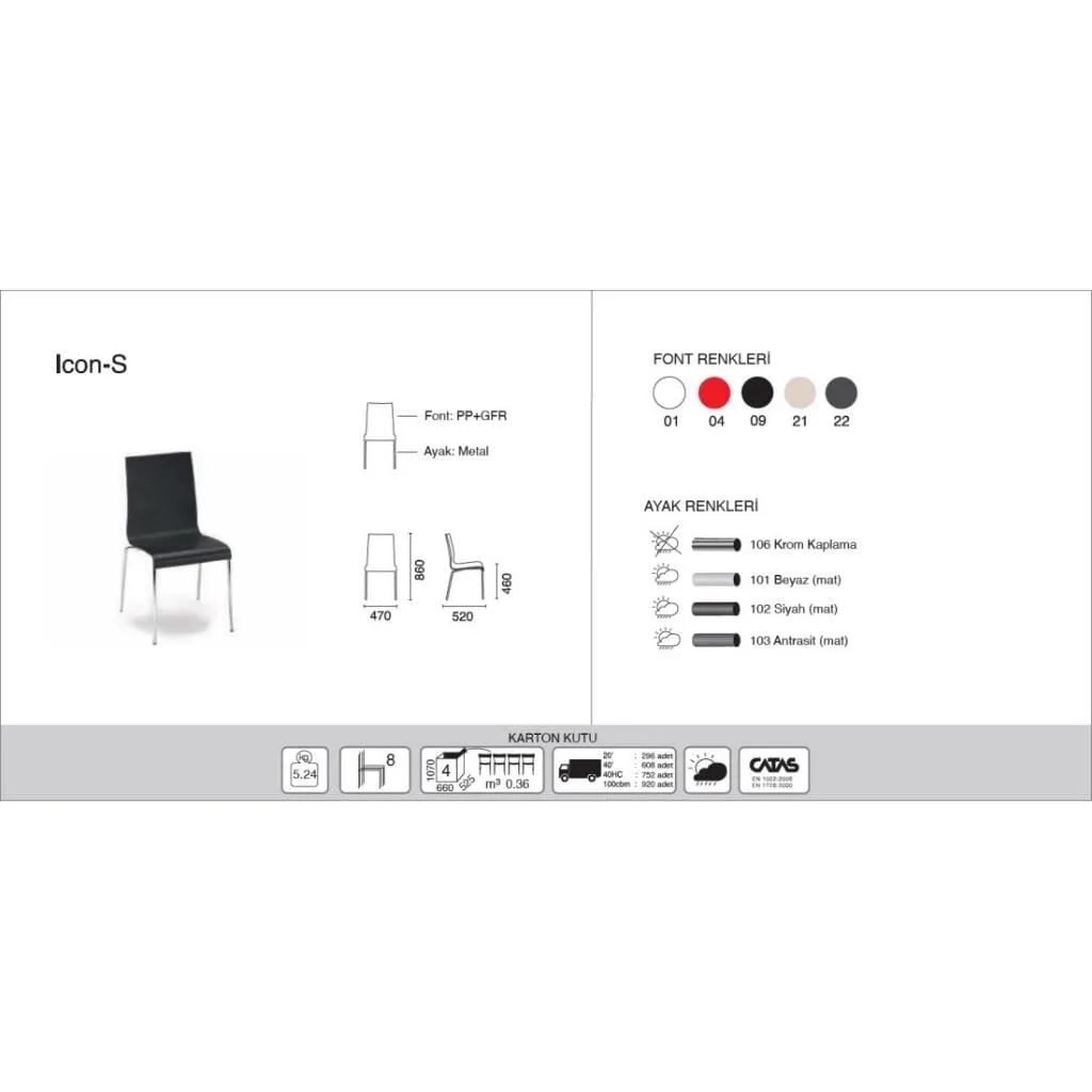 Icon-S Beyaz - Krom Kaplama Mutfak Sandalyesi PPT1220