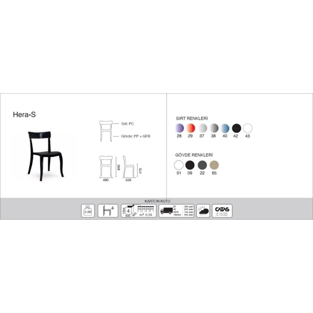 Hera-S Solid Black - White Kitchen Chair PPT1205