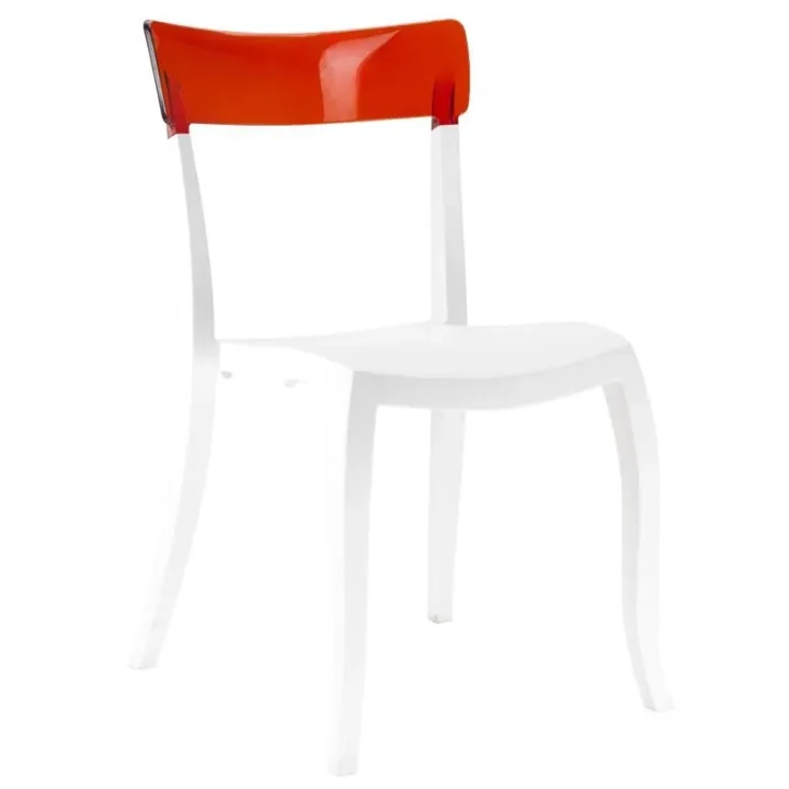 Hera-S Red Transparent - White Kitchen Chair PPT1192