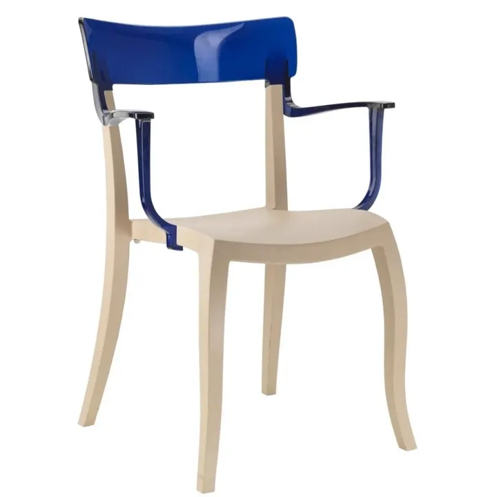Hera-K Blue Transparent - Sand Beige Kitchen Chair with Arms PPT1185