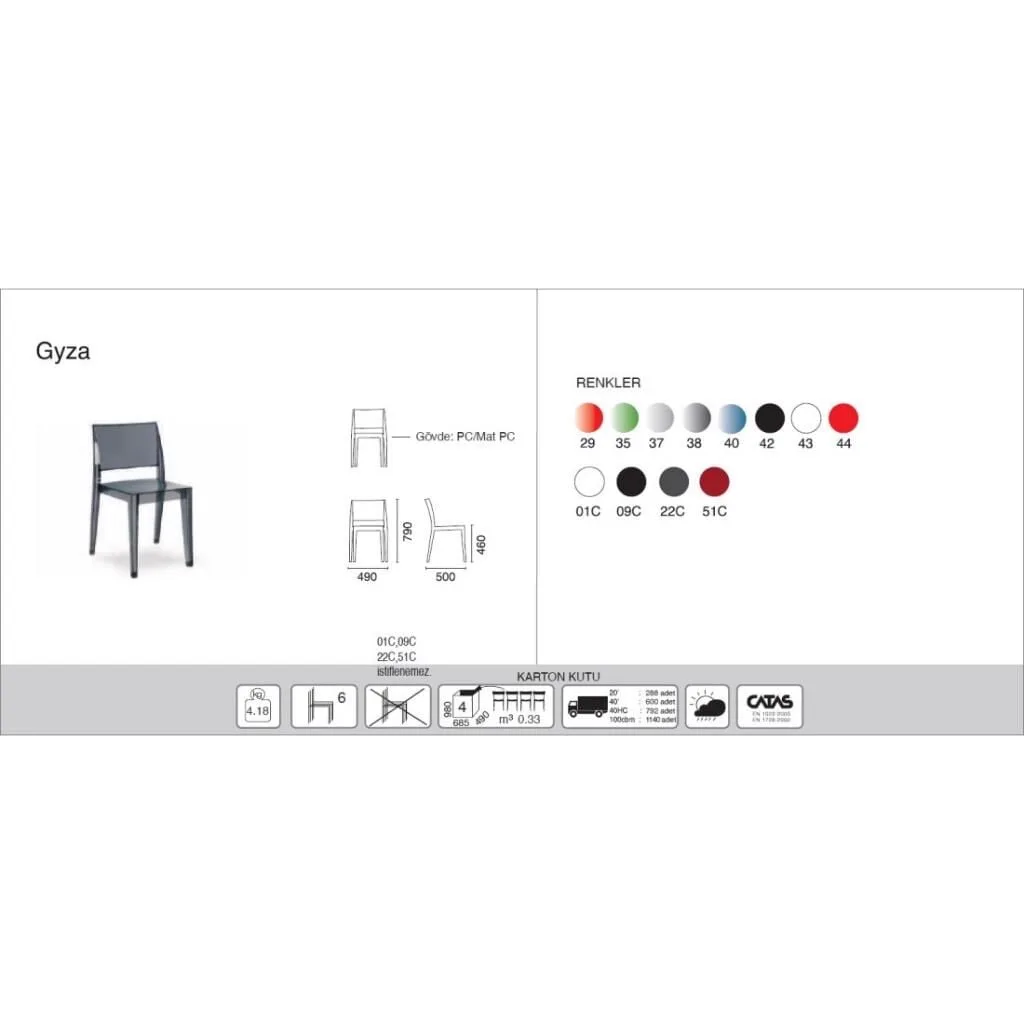 Sedia da cucina Gyza bianca solida PPT1168