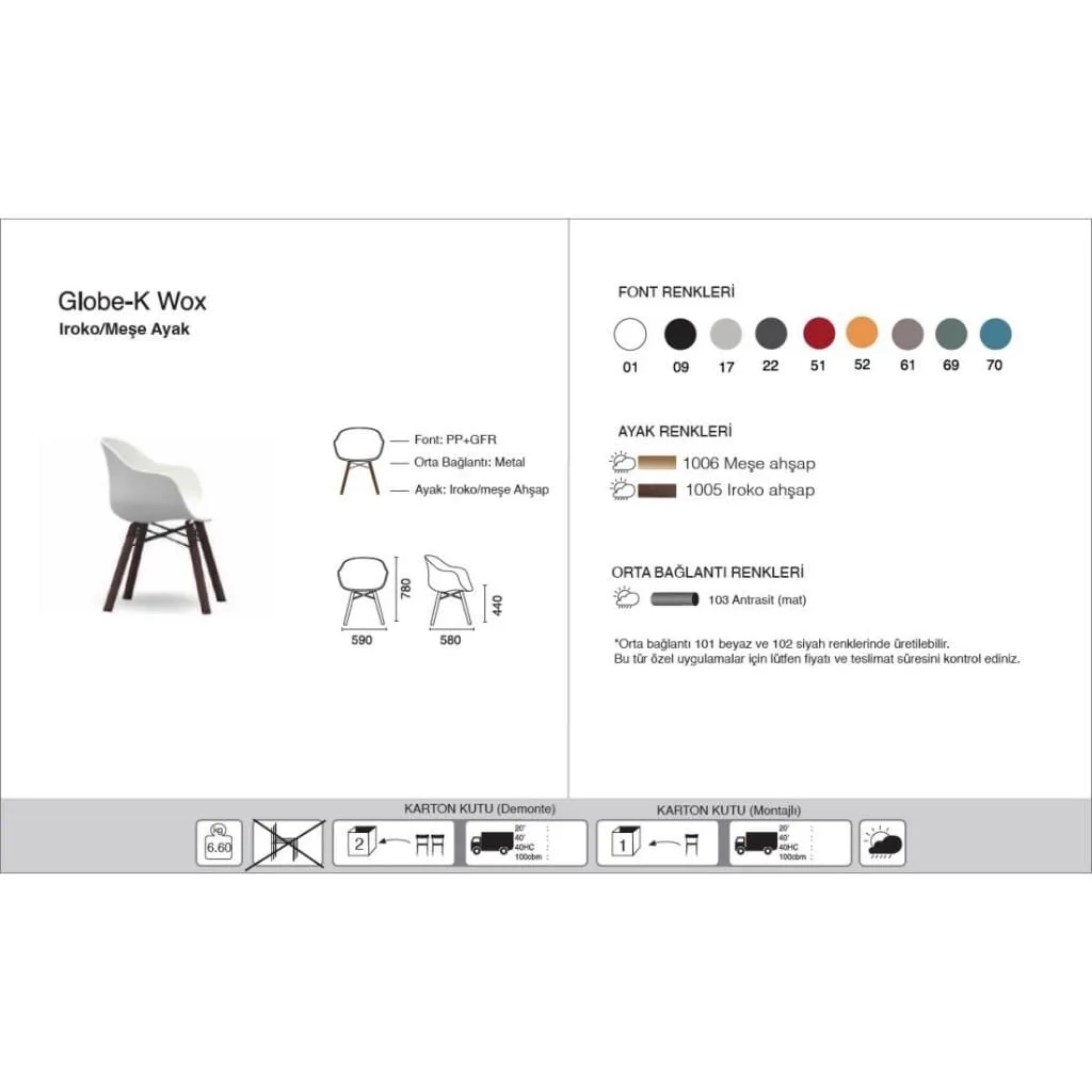 Globe-K Wox (Iroko) Ash Brown - Iroko Wood-Leg Chair with Arms PPT1150