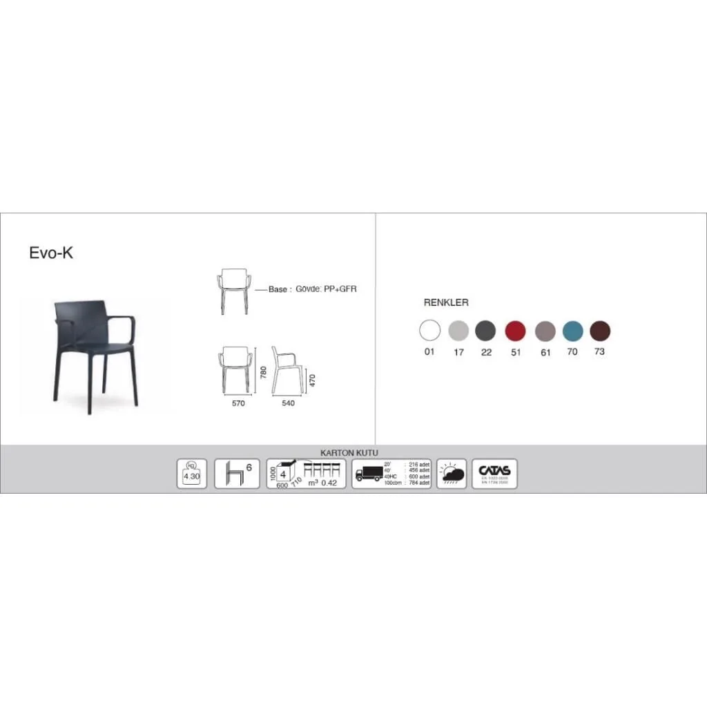 Evo-K Light Grey Kitchen Chair with Arms PPT1087