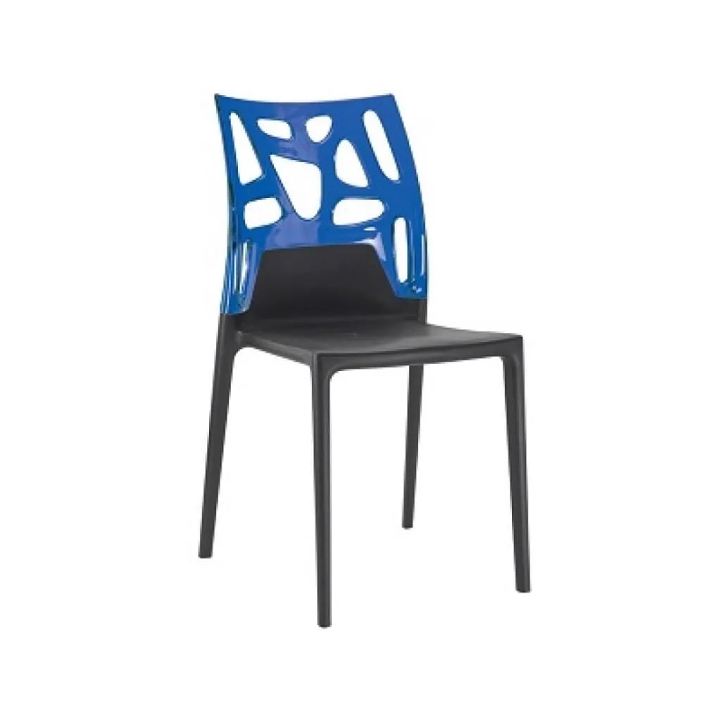 Ego-Rock Blue Transparent - Black Kitchen Chair PPT1067