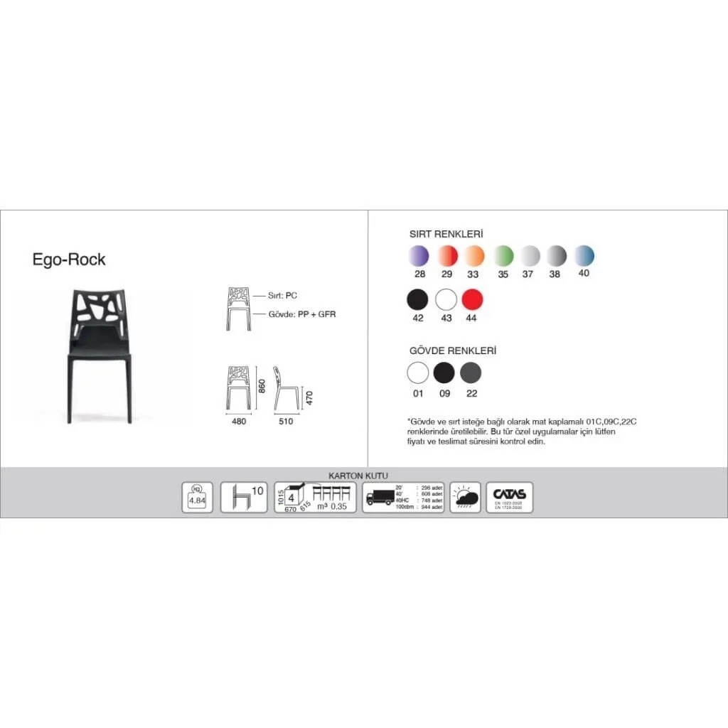 Ego-Rock Blue Transparent - Black Kitchen Chair PPT1067
