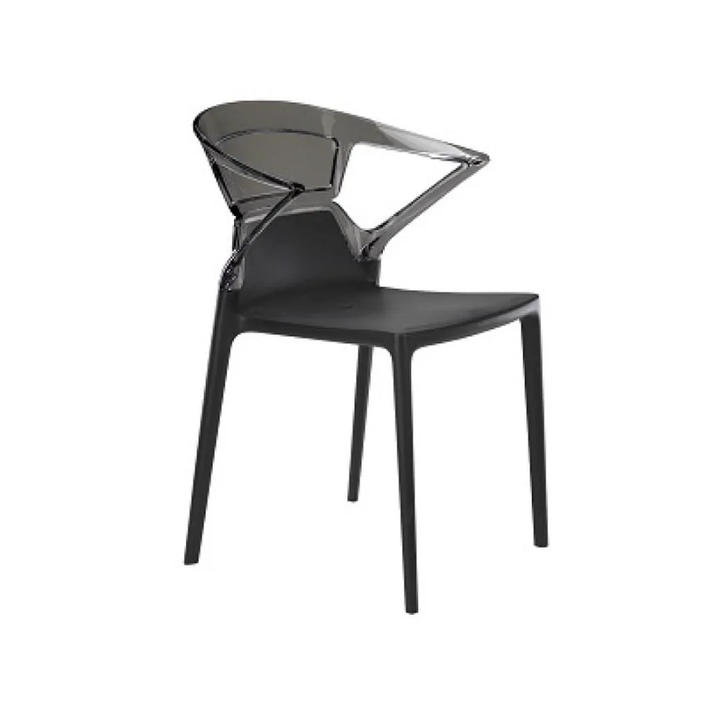 Ego-K Smoke Transparent - Black Kitchen Chair with Arms PPT1042