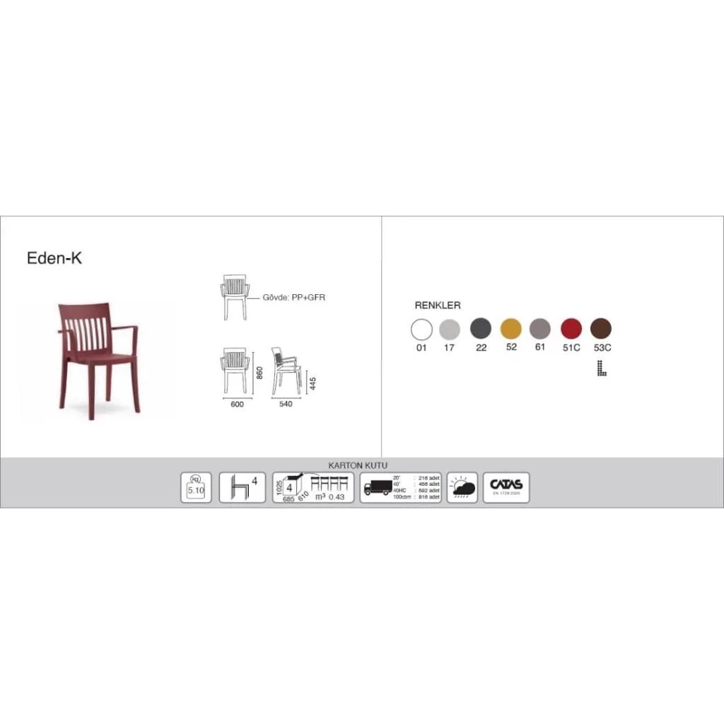 Eden-K White Kitchen Chair with Arms PPT1026