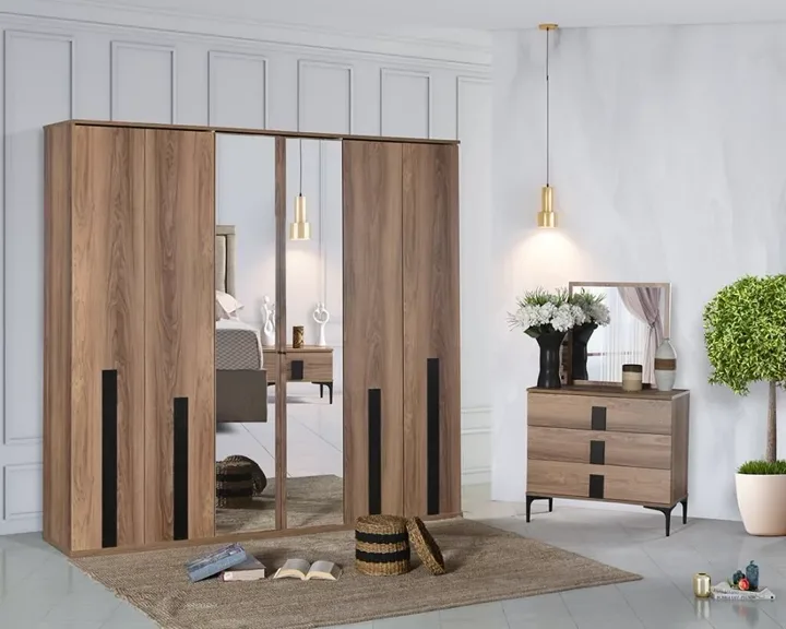 Rio Bedroom Set with Doors Walnut AHR1017