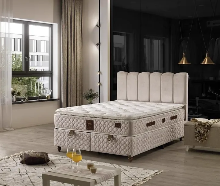 Gold 160X200 Double Mattress, Divan Base, Headboard Set EY108