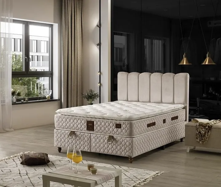 Gold 140X200 Double Mattress, Divan Base, Headboard Set EY108