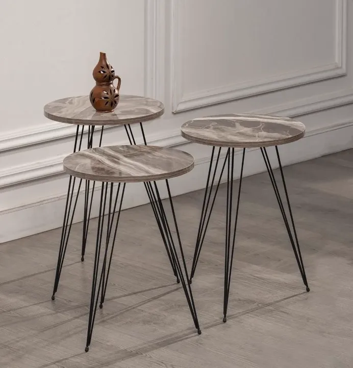 Tel Cream Marble Nesting Tables GKR382