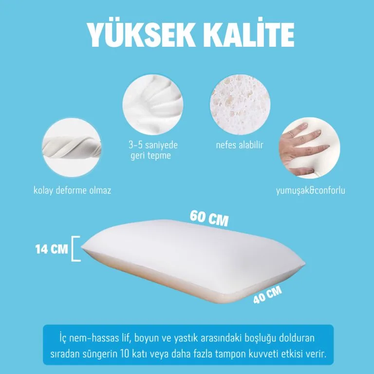 2'li Medikal Ortopedik Visco Boyun ve Sırt Destekli Büyük Yastık