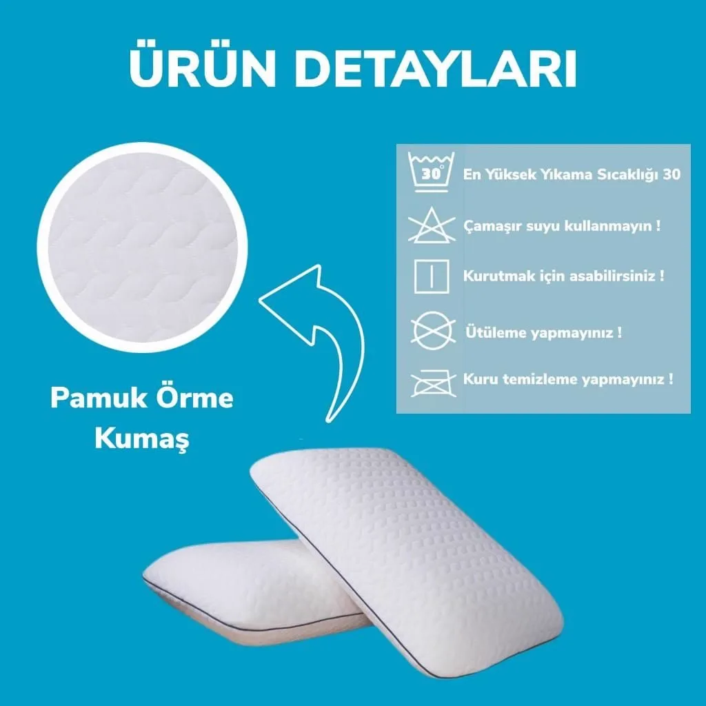 2'li Medikal Ortopedik Visco Boyun ve Sırt Destekli Büyük Yastık