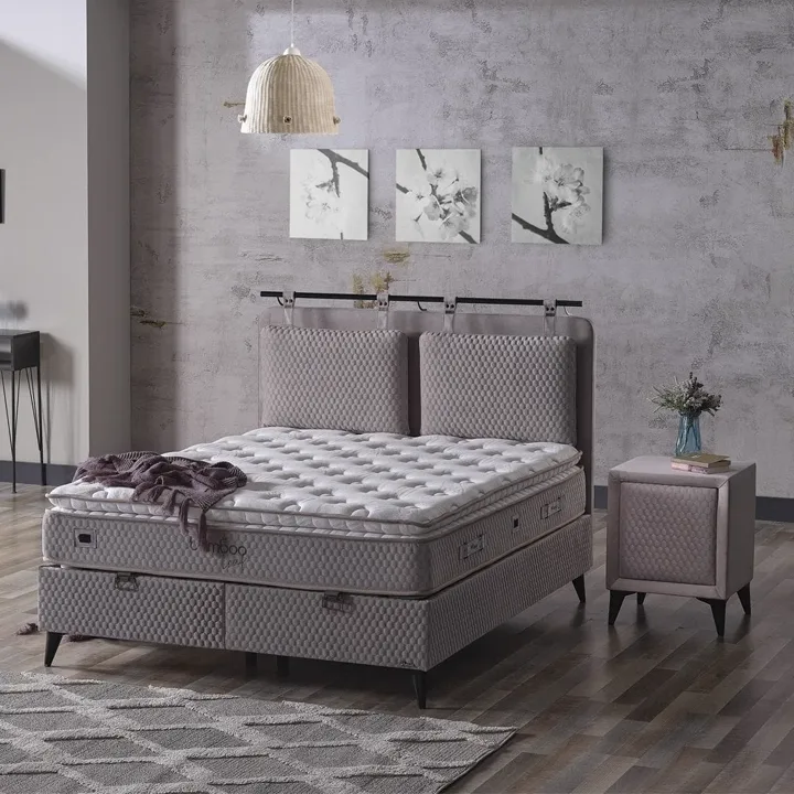 Armis Bamboo Leaf 200x200 Çift Kişilik Yatak, Baza, Başlık Seti