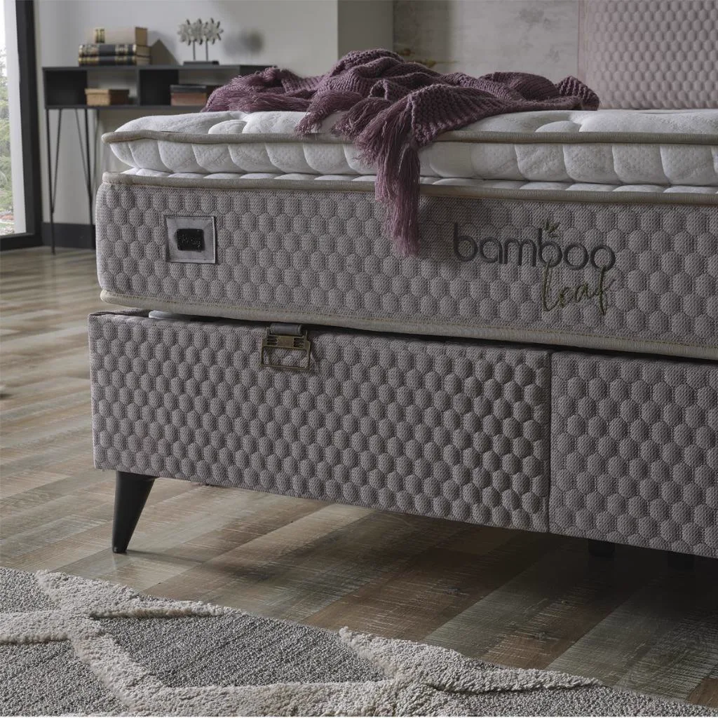 Bamboo Leaf 200x200 Double Mattress, Divan Base & Headboard Set
