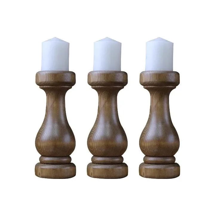 MD Decorative Wood 3-Piece Medium Candle Holder Set