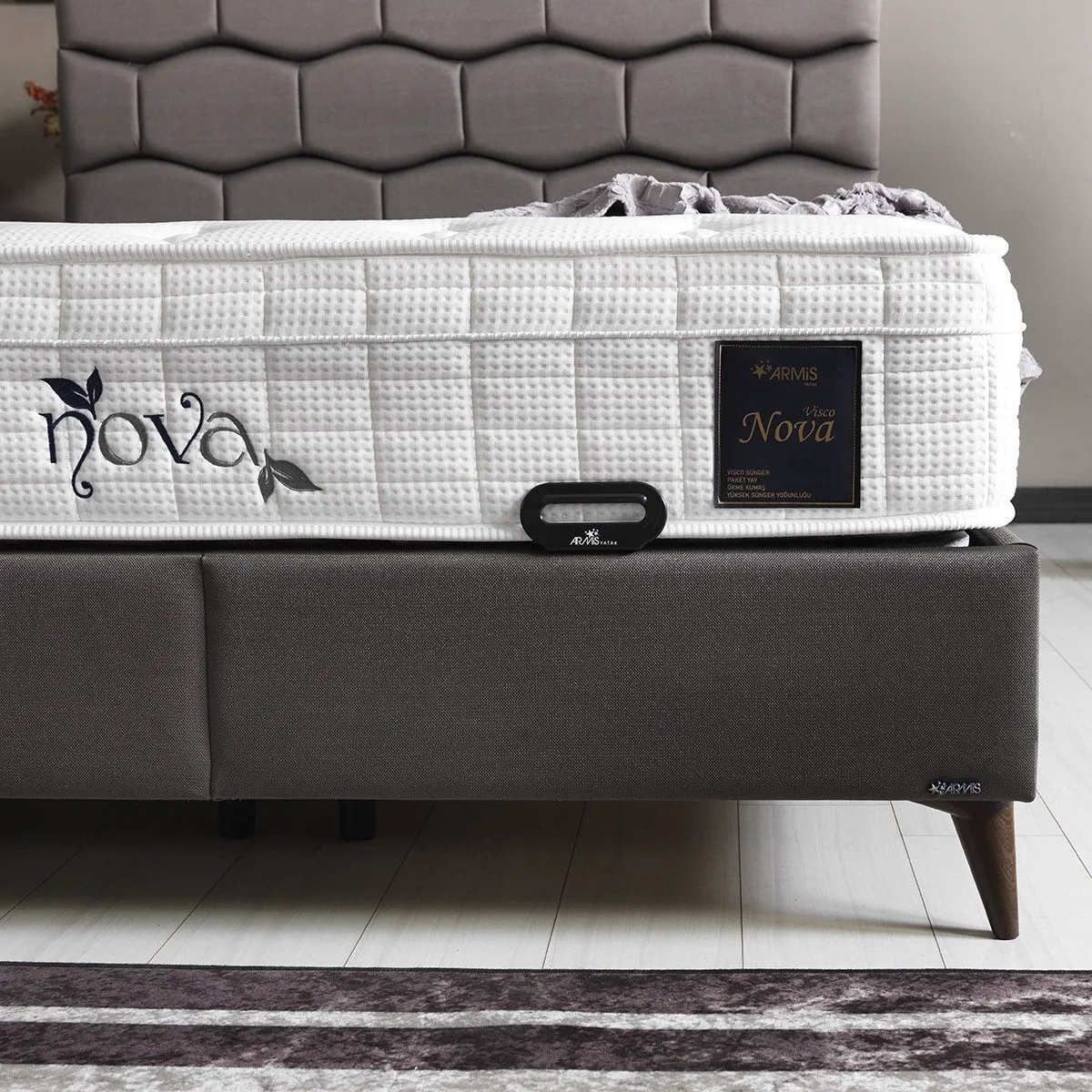 Stone 200x200 Mattress, Divan Base & Headboard Set