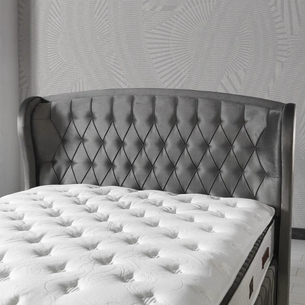 Armis Marissa Anthracite 150x200 Double Mattress, Divan Base, Headboard Set