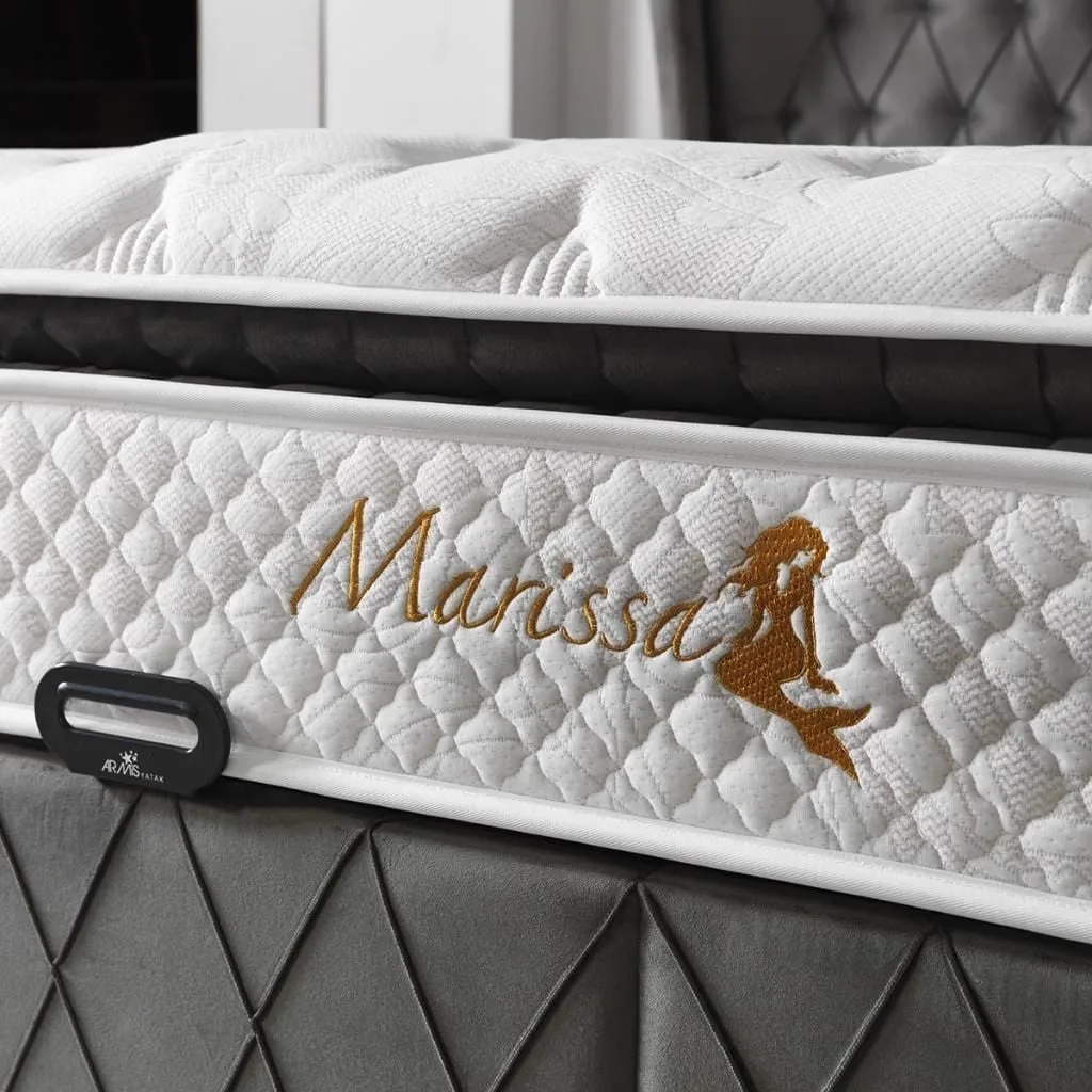 Armis Marissa Anthracite 150x200 Double Mattress, Divan Base, Headboard Set
