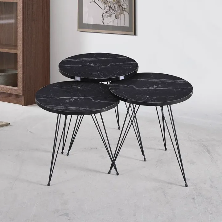 Tel Bonibon Nesting Tables Black Marble ECN9385