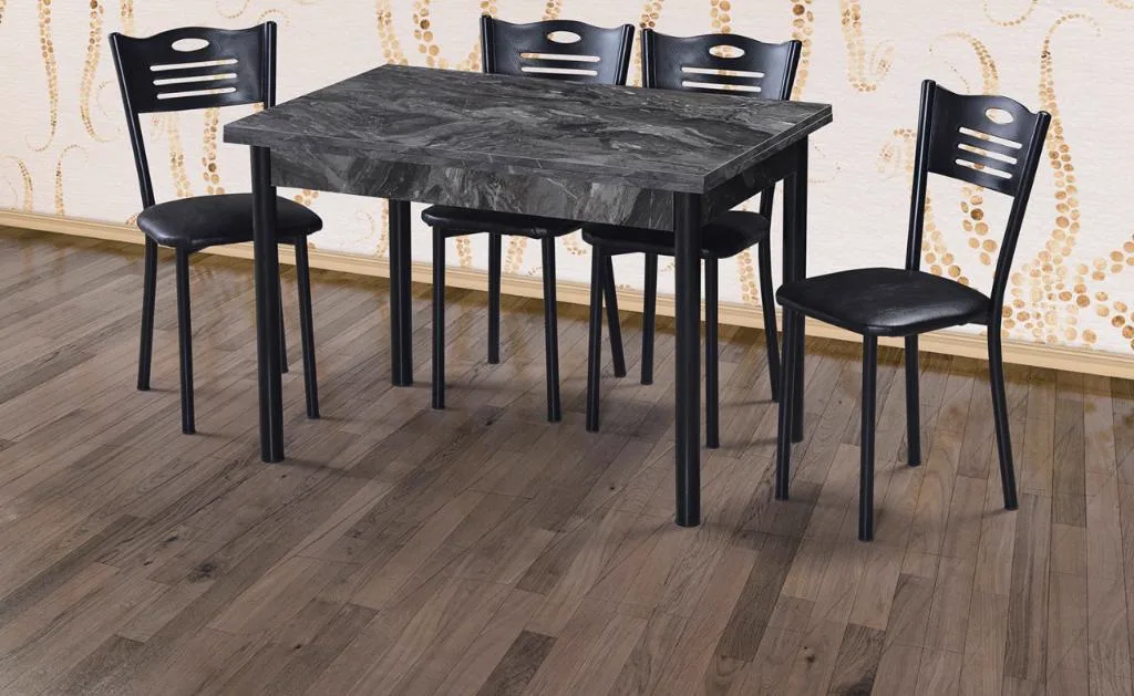 Eko Siyah Mermer Masa Sandalye Takımı E3041