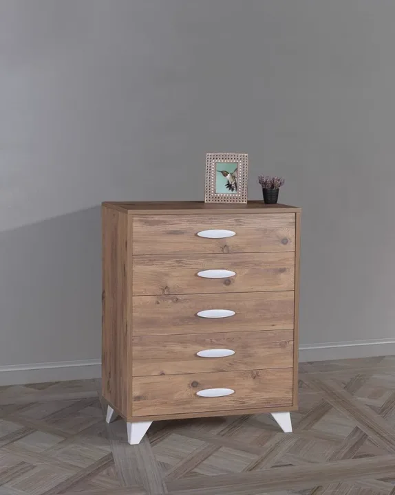 Gonca 5-Drawer Chest of Drawers Antique Pine E2077