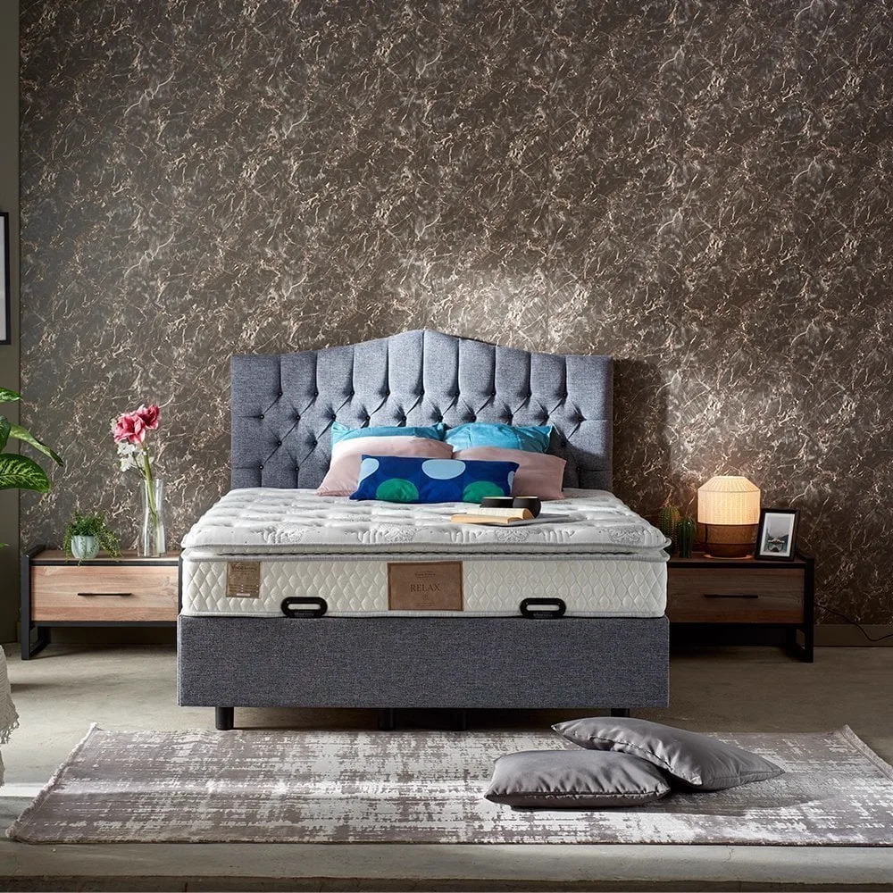 Relax 120x200 Single Mattress, Divan Base, Headboard Set PV114