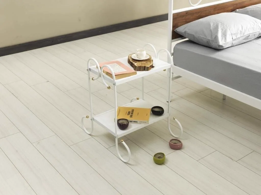 Bitez Metal Bedstead 140x200 ARM081, White + Walnut