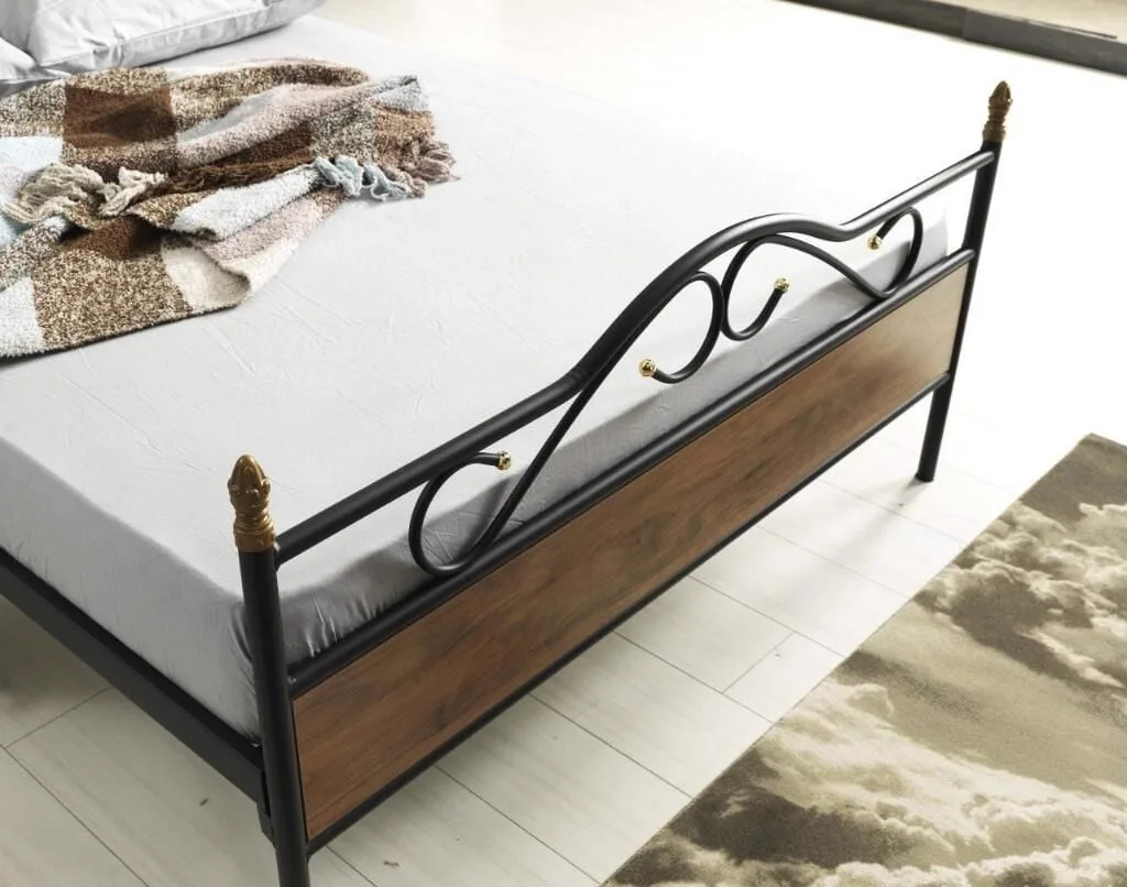 Bitez Metal Bedstead 180x200 ARM084 Black + Walnut