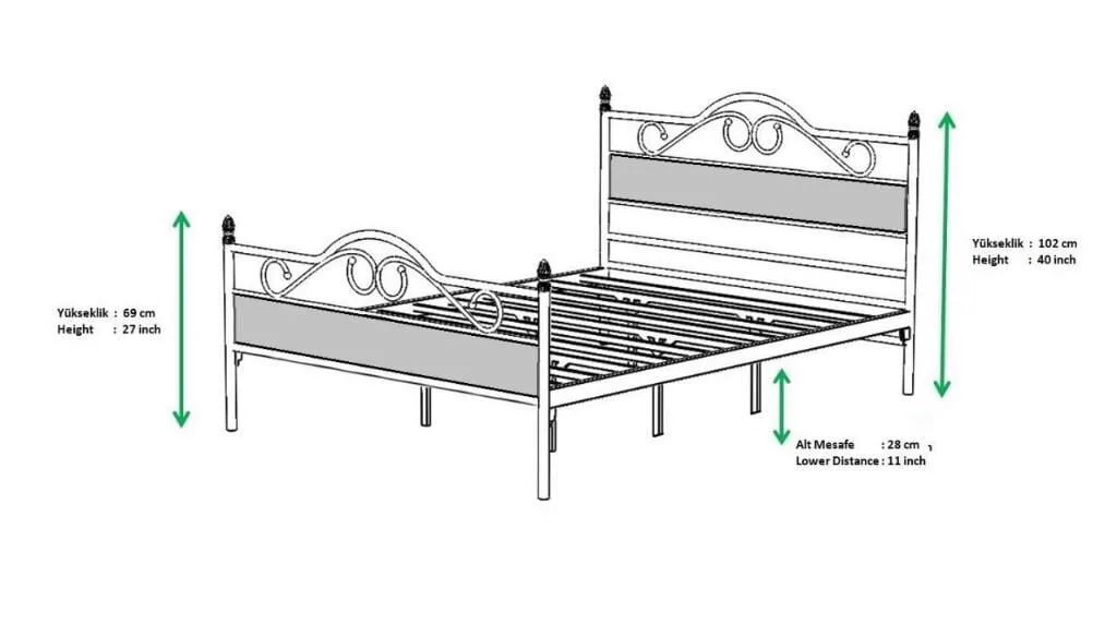 Bitez Metal Bedstead 140x190 ARM080 Black + Walnut